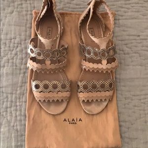 Alaïa Lasercut Snakeskin and Suede Sandals 🧡